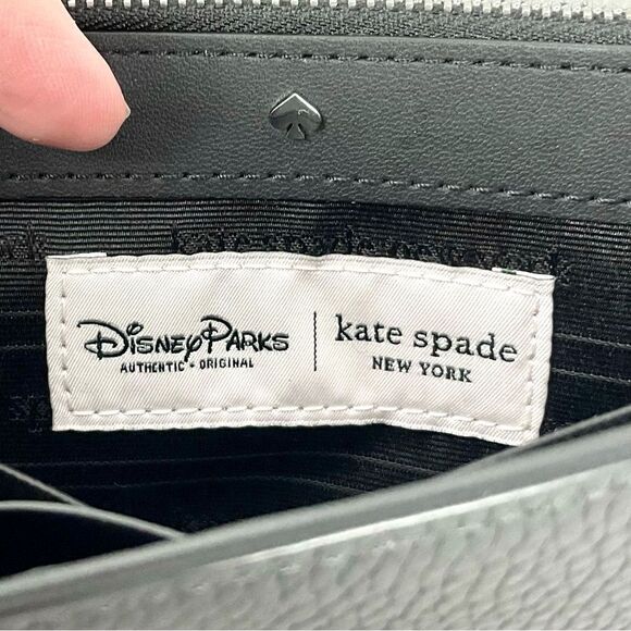 Kate Spade Minnie Mouse Clutch Crossbody Handbag Black Leather New Disney Parks - Picture 6 of 10